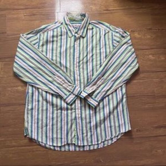 Robert Graham Button Down Stripes Size Large - Picture 1 of 8
